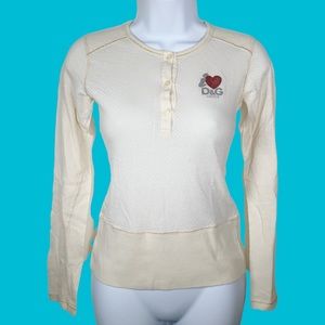 Dolce & Gabbana junior vintage Y2K cream color long sleeve shirt with front logo